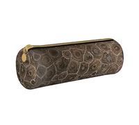 shgwehh Border Collie - Estuche redondo con estampado floral para lápices, bonito estuche de cuero con cremallera para la escuela, la oficina y los viajes, Petoskey Stone, Talla única, Organizador de