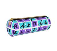 shgwehh Border Collie - Estuche redondo con estampado floral para lápices, bonito estuche de cuero con cremallera para la escuela, la oficina y los viajes, Juego de gimnasia, Talla única, Organizador