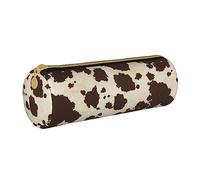 shgwehh Border Collie - Estuche redondo con estampado floral para lápices, bonito estuche de cuero con cremallera para la escuela, la oficina y los viajes, Piel vacuna marrón, Talla única, Organizador