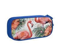 shgwehh Estuche grande con estampado de flores de flamenco, bonito estuche para lápices, oficina, escuela, papelería, organizador para niñas y niños, color azul, Blue, Talla única, Organizador de