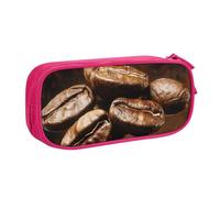 shgwehh Estuche grande con estampado de granos de café, estuche para lápices, organizador de papelería para oficina, escuela, para niñas y niños, color negro, Pink, Talla única, Organizador de bolsas