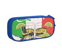 shgwehh Estuche grande para niños y niñas, diseño de bandera de México y tequila con compartimentos grandes para escuela, oficina, viajes, color rosa, Blue, Talla única, Organizador de bolsas