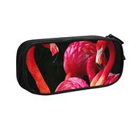 shgwehh Estuche grande para niños y niñas, diseño de flamencos en fondo negro, con compartimentos grandes para escuela, oficina, viajes, color azul, Black, Talla única, Organizador de bolsas