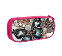 shgwehh Estuche grande para niños y niñas, diseño de flores y mariposas con compartimentos grandes para escuela, oficina, viajes, color rosa, Pink, Talla única, Organizador de bolsas