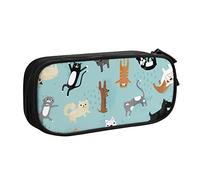 shgwehh Estuche grande para niños y niñas, diseño de gatos y perros que llueven, con compartimentos grandes para escuela, oficina, viajes, color negro, Black, Talla única, Organizador de bolsas