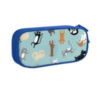 shgwehh Estuche grande para niños y niñas, diseño de gatos y perros que llueven, con compartimentos grandes para escuela, oficina, viajes, color negro, Blue, Talla única, Organizador de bolsas