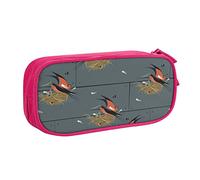 shgwehh Estuche grande para niños y niñas, diseño de golondrina de granero en estuches de grafito con compartimentos grandes para la escuela, papelería, oficina y viajes, color negro, Pink, Talla