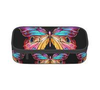 shgwehh Estuche grande para niños y niñas, diseño de palmeras tropicales con compartimentos grandes para escuela, oficina, viajes, color azul, Mariposa colorida., Talla única, Organizador de bolsas