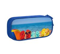 shgwehh Estuche grande para niños y niñas, diseño de playa de arena con compartimentos grandes para escuela, oficina, viajes, color rosa, Blue, Talla única, Organizador de bolsas