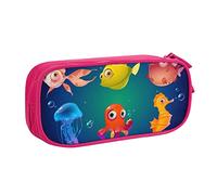 shgwehh Estuche grande para niños y niñas, estuche de vida marina con compartimentos grandes para escuela, oficina, viajes, color azul, Pink, Talla única, Organizador de bolsas