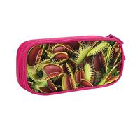 shgwehh Estuche grande para niños y niñas, estuche para lápices de plantas carnívoras con compartimentos grandes para la escuela, papelería, oficina y viajes, color rosa, Pink, Talla única,