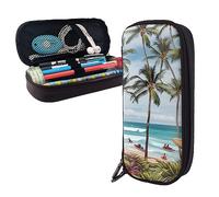 shgwehh Estuche para lápices con estampado de pájaros loon de gran capacidad, organizador de papelería simple para oficina, viaje, caja de soporte, Hawaiian Surfer on Wavy, Talla única, Organizador de