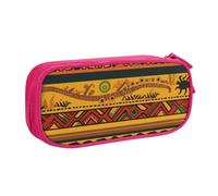 shgwehh Estuche para lápices con estampado nacional africano abstracto, estuche grande para lápices, estuche para oficina, escuela, papelería, organizador para niñas y niños, color rosa, Pink, Talla