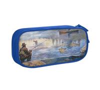 shgwehh Fishing Lake Fishermen - Estuche grande con estampado de pescadores, bonito estuche para lápices, oficina, escuela, papelería, organizador para niñas y niños, color azul, Blue, Talla única,