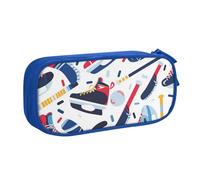 shgwehh Hockey Elements - Estuche grande con estampado creativo para lápices, estuche para lápices, oficina, escuela, papelería, organizador para niñas y niños, color azul, Blue, Talla única,