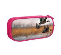 shgwehh Hunting Flying Wild Duck 3 - Estuche grande para lápices, estuche grande para lápices, organizador de papelería para oficina, escuela, para niñas y niños, color rosa, Pink, Talla única,