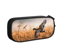 shgwehh Hunting Flying Wild Duck 4 - Estuche grande para lápices, estuche grande para lápices, organizador de papelería para oficina, escuela, para niñas y niños, color azul, Black, Talla única,