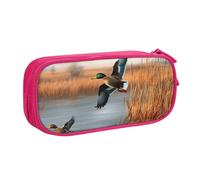 shgwehh Hunting Flying Wild Duck - Estuche grande para lápices, estuche grande para lápices, organizador de papelería para oficina, escuela, para niñas y niños, color negro, Pink, Talla única,
