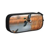 shgwehh Hunting Flying Wild Duck - Estuche grande para lápices, estuche grande para lápices, organizador de papelería para oficina, escuela, para niñas y niños, color negro, Black, Talla única,
