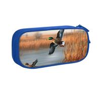 shgwehh Hunting Flying Wild Duck - Estuche grande para lápices, estuche grande para lápices, organizador de papelería para oficina, escuela, para niñas y niños, color negro, Blue, Talla única,