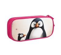 shgwehh I Love Penguins - Estuche grande con estampado de pingüinos, bonito estuche para lápices, oficina, escuela, papelería, organizador para niñas y niños, color negro, Pink, Talla única,