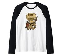 Shhh I’m Listening To True Crime Podcasts Distressed Design Camiseta Manga Raglan