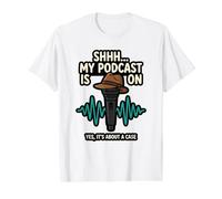 Shhh. Mi Podcast está en un Entusiasta Fan Amante Halloween Camiseta gráfica económica, Hombre, Blanco, XL