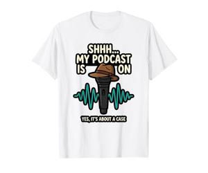 Shhh. Mi Podcast está en un Entusiasta Fan Amante Halloween Camiseta gráfica económica, Hombre, Blanco, L