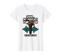Shhh. Mi Podcast está en un Entusiasta Fan Amante Halloween Camiseta gráfica económica, Mujer, Blanco, M