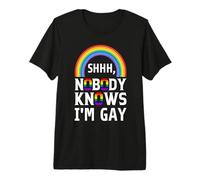 Shhh Nobody Knows I'm Gay LGBT Pride Month LGBTQ Camiseta Premium