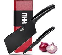 SHI BA ZI ZUO Cuchillo para Carne Cuchillo de Chef de Acero Alto Carbono para Cortar y Rebanar sin Esfuerzo,Cuchillo Profesional de Cocina con Mango de Plástico Antideslizante (Negro-KC-03)