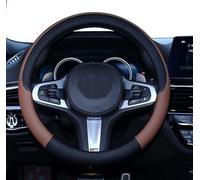 SHIAWASENA Funda para Volante de automóvil, de Cuero, Ajuste Universal de 15 Pulgadas, Antideslizante y sin Olor (Negro y marrón)