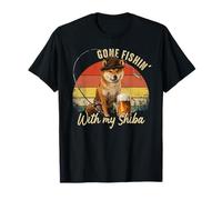 Shiba Dog Retro Vintage Día del Padre Divertido Pescador Camiseta