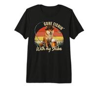 Shiba Dog Retro Vintage Día del Padre Divertido Pescador Camiseta Premium