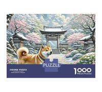 Shiba Inu 1000 Piezas Papel Ecológico Resistente Rompecabezas Premium Adorable Pet Extremadamente Difícil Desafío Único Rompecabezas para Decoración del Hogar 38x26cm/1000pcs