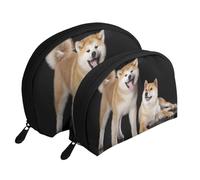 Shiba Inu Akita Inu, Bolsa de Maquillaje de Concha, Monedero pequeño para Mujer, Bolsa de artículos de tocador, Bolsa de cosméticos, 2 Piezas