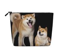 Shiba Inu Akita Inu,Neceser de Maquillaje de imitación Lino, Neceser de Viaje portátil