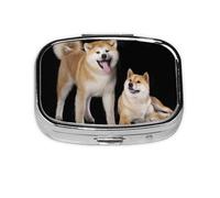 Shiba Inu Akita Inu, pastillero con 2 compartimentos, organizador portátil