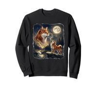 Shiba Inu Aullando a The Moon Vintage 90s Sudadera