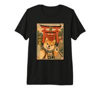 Shiba Inu Blogger Fushimi Inari Arte Ukiyo-e Japonés Lindo Camiseta Premium