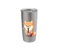 Shiba Inu Boba Tea Bubble Tea Anime Kawaii Dog Vaso térmico de acero inoxidable de doble pared