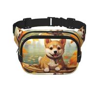 Shiba Inu - Bolsa de hombro de viaje a bordo para fitness, moderna e informal, riñonera cuadrada de doble capa, color negro, talla única, Negro, One Size