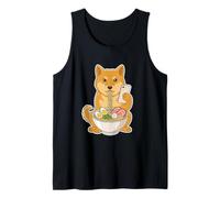 Shiba Inu Comiendo Fideos Ramen Desplazamiento Teléfono Camiseta sin Mangas