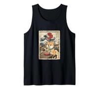 Shiba Inu Comiendo Fideos Ramen Ukiyo-e Gran Ola Arte Camiseta sin Mangas