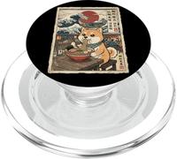 Shiba Inu Comiendo Fideos Ramen Ukiyo-e Gran Ola Arte PopSockets PopGrip para MagSafe