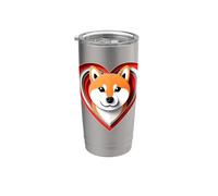 Shiba Inu Corazón Lindo Cachorro Amante Perro Refugio Rescate Vaso térmico de acero inoxidable de doble pared