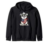 Shiba Inu Dog Bandera Americana Bandana Gafas De Sol Sombrero De Vaquero Sudadera con Capucha