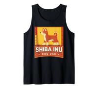 Shiba Inu Dog Dad Fun Colorido Retro Camiseta sin Mangas