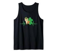 Shiba Inu Dog Heartbeat Leprechaun Hat Shamrock St Patricks Camiseta sin Mangas