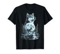 Shiba Inu Dog Howling to The Moon Funny Meme 90's Men Women Camiseta